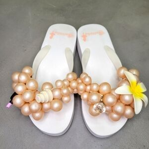 💍💎Platform Wedding Bridal Flipflops Women Size 6 [EUC] with Bubbles